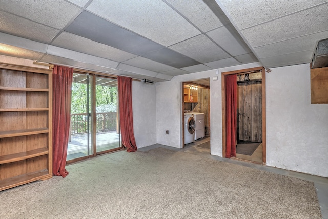 1540 Paradise Ave, Hamden, CT 06514 - basement with separate washer and dryer, a drop ceiling, and carpet