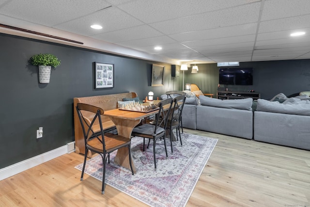 130 Upper Whittemore Rd, Middlebury, CT 06762 - dining area with baseboards, a drop ceiling, recessed lighting, and wood finished floors