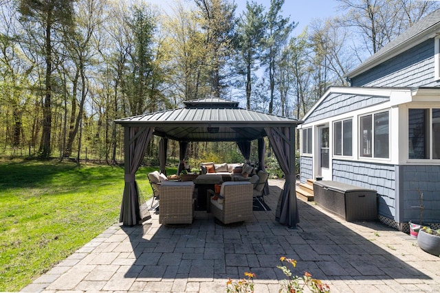 130 Upper Whittemore Rd, Middlebury, CT 06762 - view of patio / terrace with a gazebo and an outdoor living space