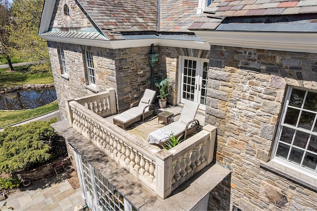 wooden deck with french doors