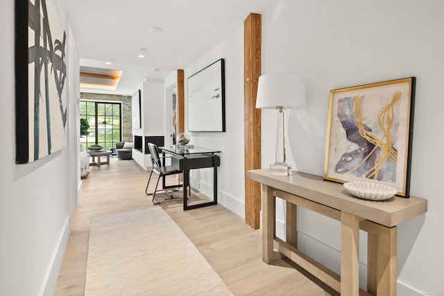 41 Richmondville Ave Unit 206, Westport, CT 06880 - corridor with baseboards, recessed lighting, and light wood finished floors