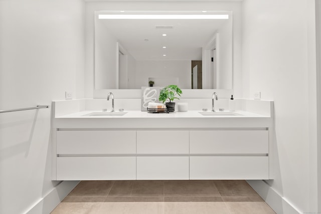 41 Richmondville Ave Unit 206, Westport, CT 06880 - bathroom featuring double vanity, tile patterned floors, and recessed lighting