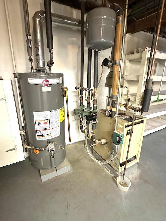 utility room with gas water heater