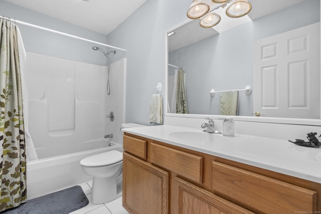 6 Old Farm Rd, Woodbridge, CT 06525 - bathroom featuring vanity, tile patterned flooring, shower / bath combo, and toilet