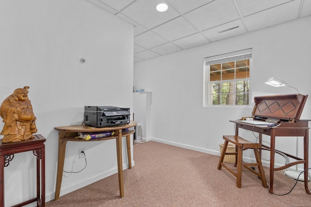 6 Old Farm Rd, Woodbridge, CT 06525 - carpeted office space featuring baseboards, visible vents, and a paneled ceiling