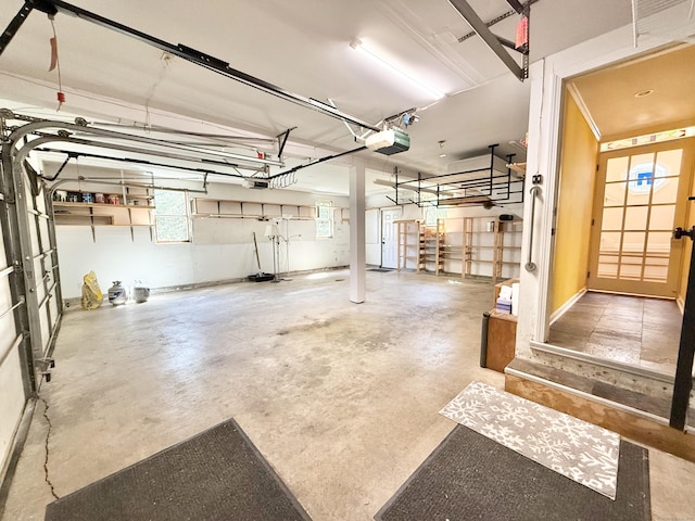 garage with a garage door opener