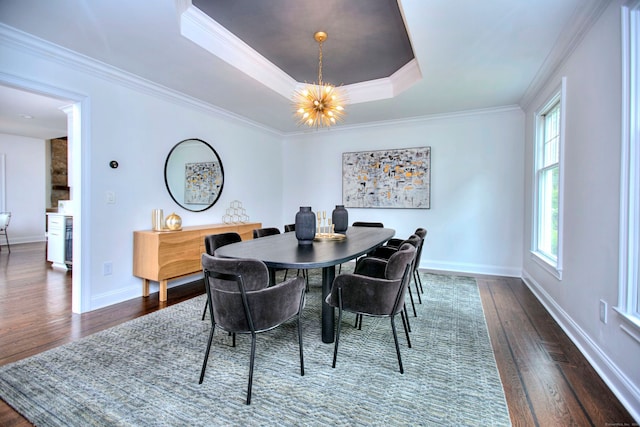 9 November Trl, Weston, CT 06883 - dining area with a chandelier, dark wood finished floors, baseboards, and crown molding