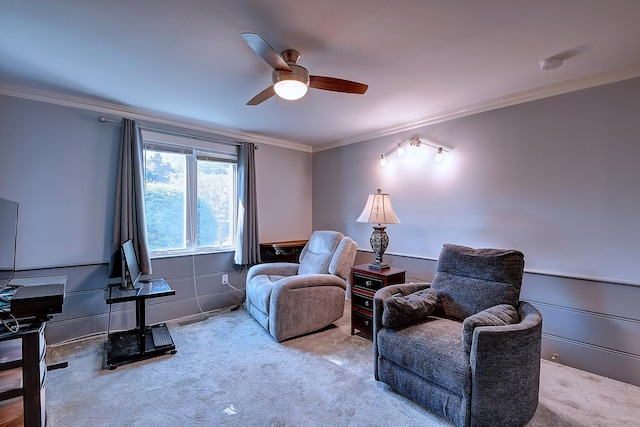 189 Red Stone Hl Unit 17, Bristol, CT 06010 - sitting room featuring crown molding, carpet flooring, and a ceiling fan