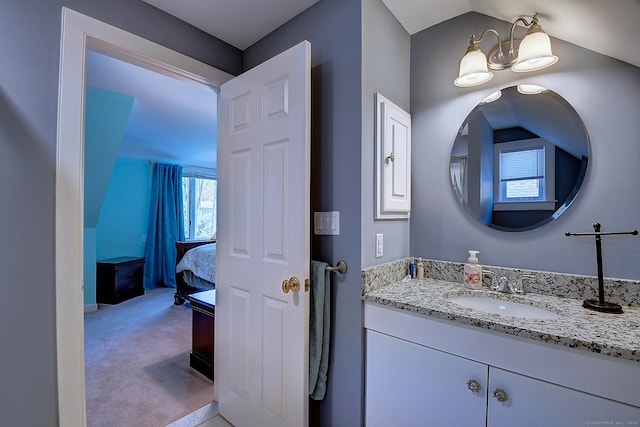 189 Red Stone Hl Unit 17, Bristol, CT 06010 - bathroom featuring ensuite bathroom, lofted ceiling, and vanity