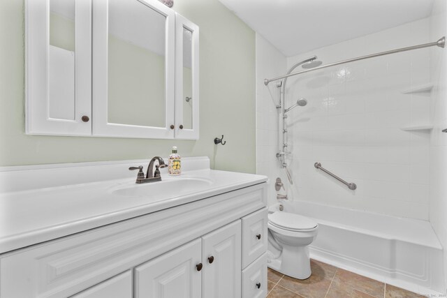 bathroom with vanity, toilet, and shower / washtub combination