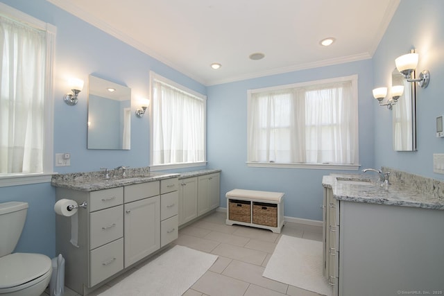 full bath featuring toilet, a healthy amount of sunlight, and a sink