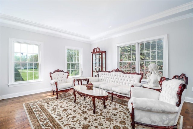 6 E Starrs Plain Rd, Danbury, CT 06810 - living area featuring crown molding, plenty of natural light, and wood finished floors