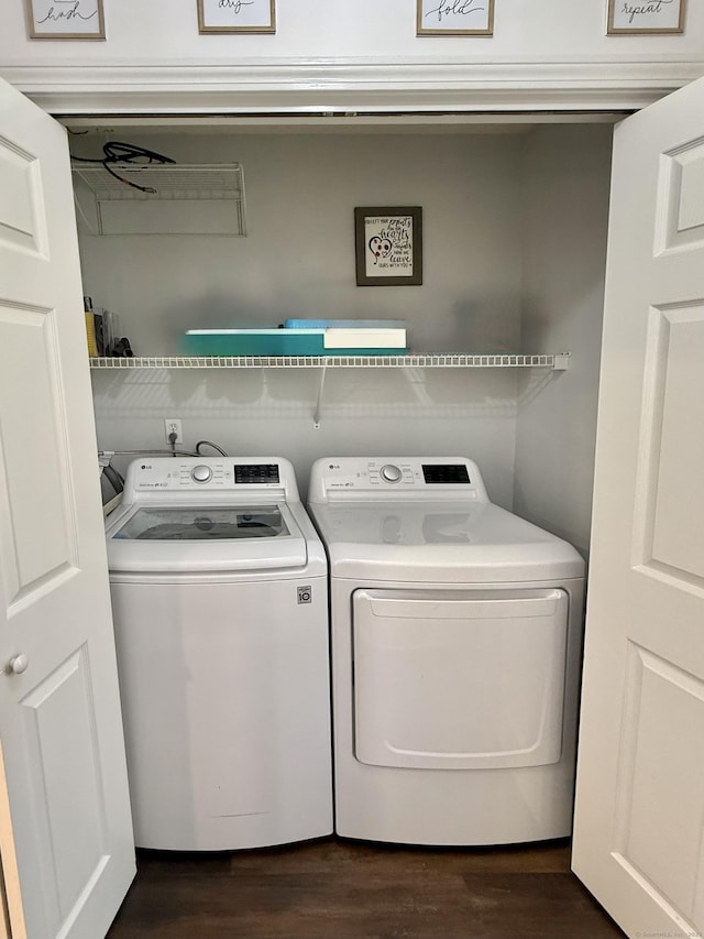33 Steep Hill Rd, Seymour, CT 06483 - laundry room with separate washer and dryer and dark wood-style flooring