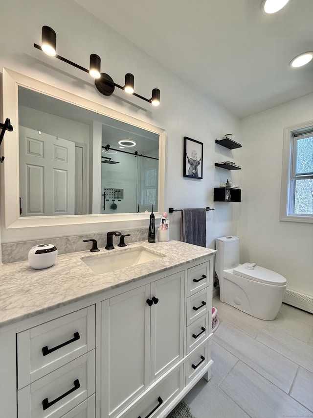 33 Steep Hill Rd, Seymour, CT 06483 - full bathroom with a stall shower, toilet, and vanity