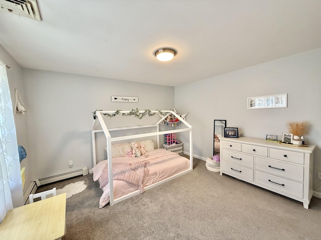 33 Steep Hill Rd, Seymour, CT 06483 - bedroom with light carpet, a baseboard radiator, and baseboards
