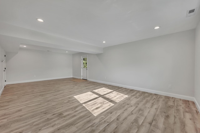 29 Sterling St, New Britain, CT 06053 - below grade area featuring light wood-style floors, baseboards, and recessed lighting