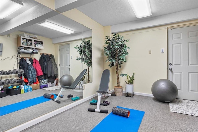 5 Pheasant Run, Guilford, CT 06437 - workout room featuring a textured ceiling and carpet