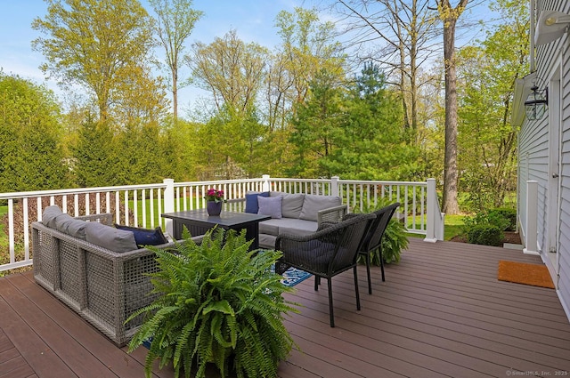deck with an outdoor hangout area