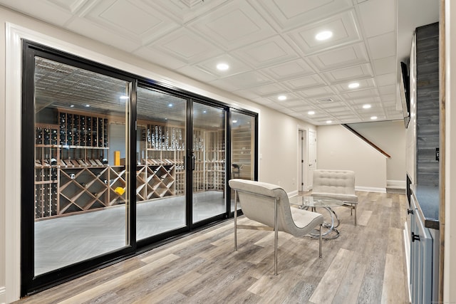 132 Belden Hill Rd, Wilton, CT 06897 - wine room with recessed lighting, light wood finished floors, and baseboards