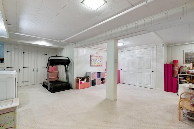 finished basement with carpet