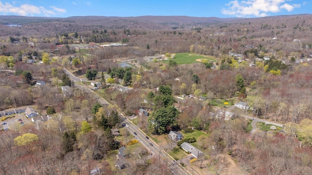 drone / aerial view with a forest view