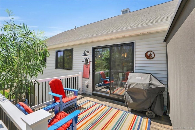 deck featuring area for grilling