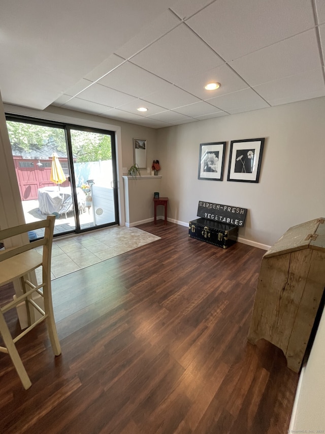 dining area with baseboards, recessed lighting, and wood finished floors