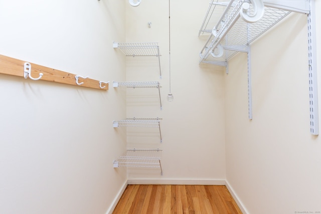 spacious closet with wood finished floors