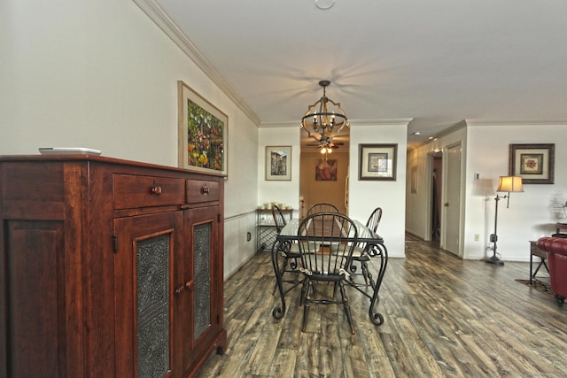 157 Kings Hwy Unit I, Milford, CT 06460 - dining space with crown molding, baseboards, a chandelier, and dark wood finished floors