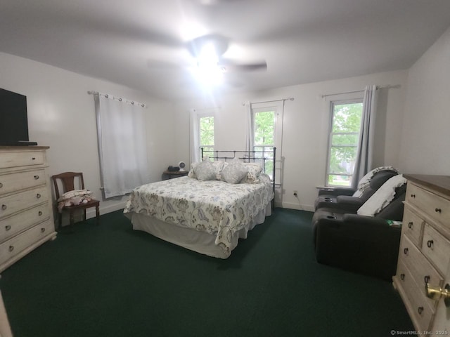 248-250 Howard Ave, New Haven, CT 06519 - bedroom featuring dark colored carpet, multiple windows, baseboards, and ceiling fan