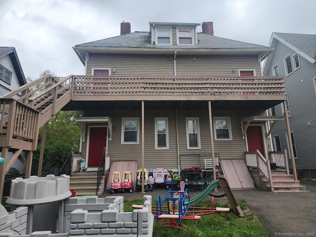 248-250 Howard Ave, New Haven, CT 06519 - view of front of house featuring a chimney and a balcony