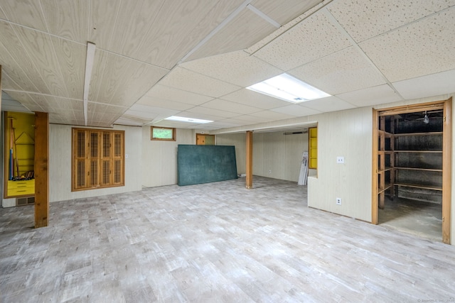 26 Converse Rd, Bolton, CT 06043 - basement featuring a paneled ceiling, wood finished floors, and wood walls