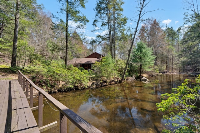 view of dock featuring a water view