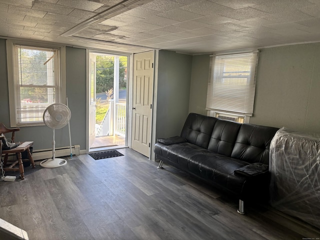 310 Sentinel Hill Rd, Derby, CT 06418 - living area featuring a baseboard radiator and wood finished floors