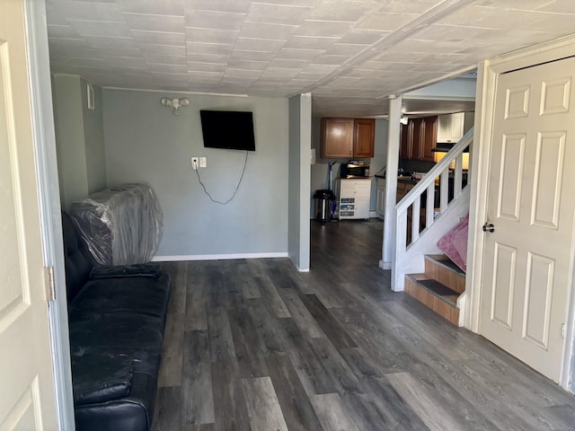310 Sentinel Hill Rd, Derby, CT 06418 - interior space featuring stairway, baseboards, and dark wood finished floors