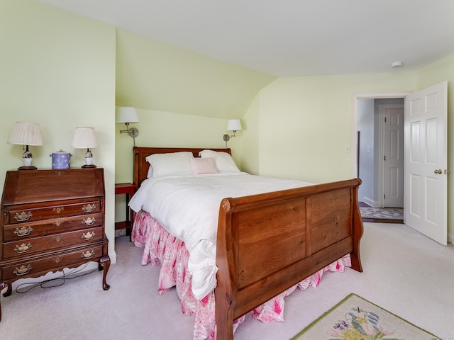 5 Clarks Ln, Old Lyme, CT 06371 - bedroom featuring light colored carpet, vaulted ceiling, and baseboards
