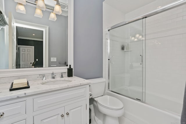 2 Grouse Path, Westport, CT 06880 - full bath featuring toilet, vanity, shower / bath combination with glass door, and tile patterned flooring
