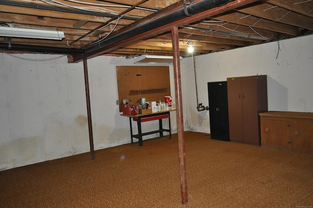 unfinished basement featuring carpet