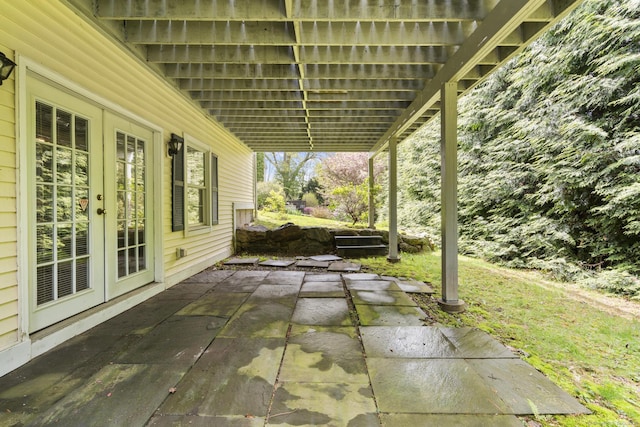 view of patio / terrace featuring french doors