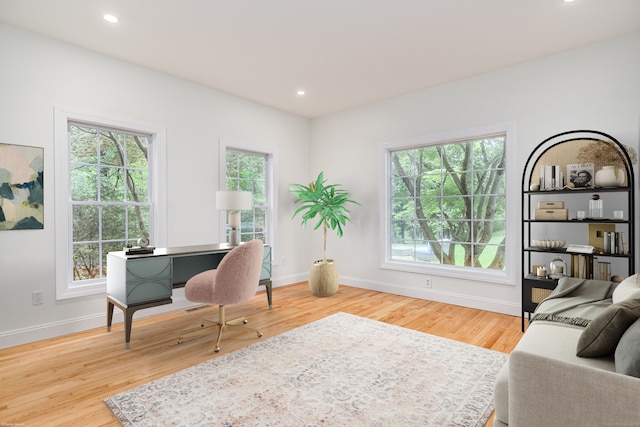 127 Hanover Rd, Newtown, CT 06470 - home office featuring healthy amount of natural light, wood finished floors, baseboards, and recessed lighting