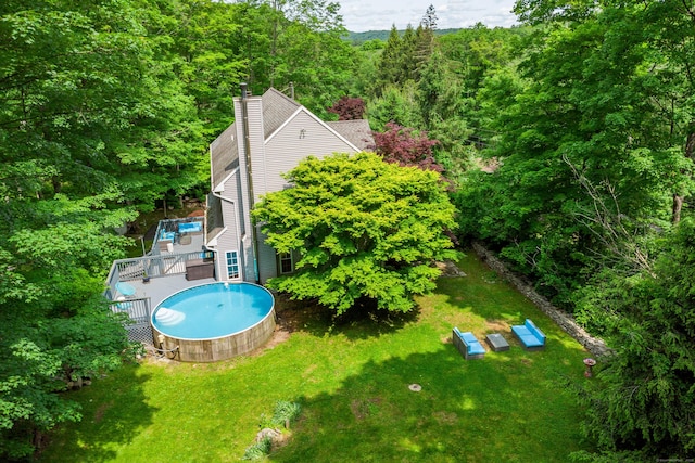 127 Hanover Rd, Newtown, CT 06470 - view from above of property featuring a heavily wooded area and a pool