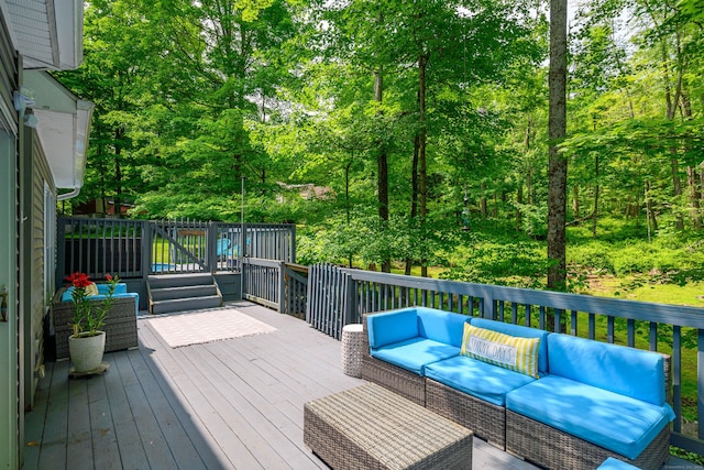 127 Hanover Rd, Newtown, CT 06470 - wooden deck featuring an outdoor living space