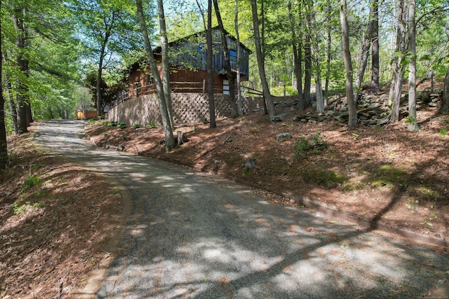 161 Center Hill Rd, Barkhamsted, CT 06063 - view of street featuring a wooded view and a barn