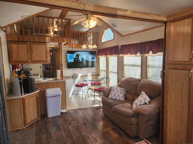 42 Pierce Rd, Preston, CT 06365 - living room featuring dark wood-style flooring and ceiling fan