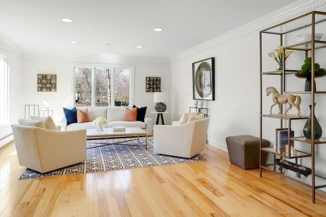 81 Silver Hill Rd, Ridgefield, CT 06877 - living room with crown molding, recessed lighting, and wood finished floors