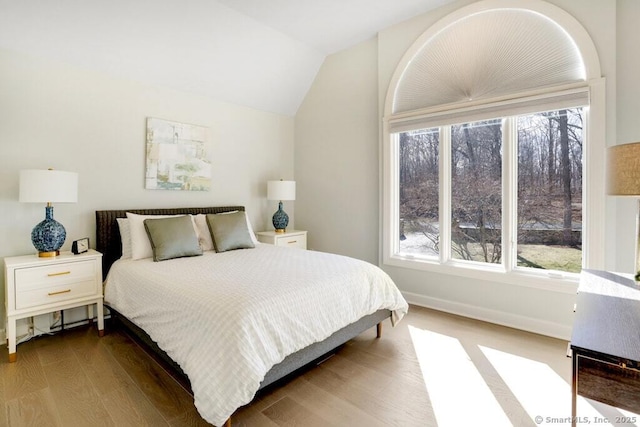 81 Silver Hill Rd, Ridgefield, CT 06877 - bedroom featuring baseboards, vaulted ceiling, multiple windows, and wood finished floors