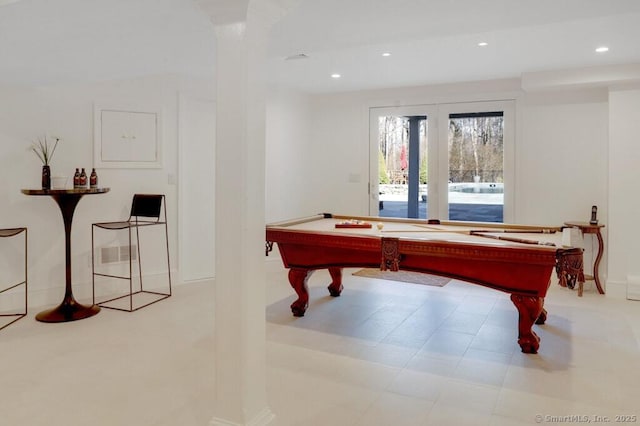 81 Silver Hill Rd, Ridgefield, CT 06877 - rec room featuring billiards, baseboards, and recessed lighting