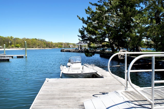 view of dock featuring a water view