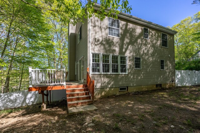 1343 Baldwin Hill Rd, Ledyard, CT 06335 - back of house featuring a wooden deck and fence