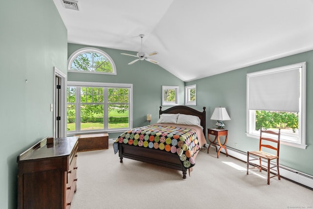 309 N Grand St, Suffield, CT 06093 - bedroom with lofted ceiling, carpet floors, and a ceiling fan